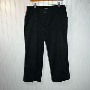 Charter Club Cropped Pants Women’s 12 Black Wide Belt Loop Classic Work Wear